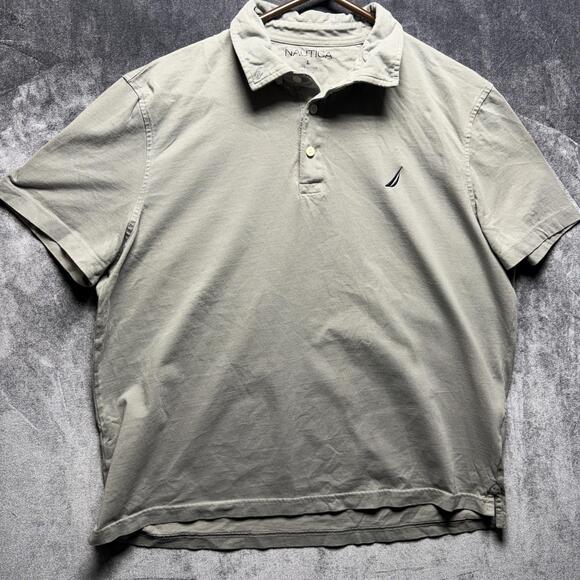 NAUTICA Other - Nautica Polo Shirt Mens L Gray Short Sleeve Cotton Knit Sail Logo